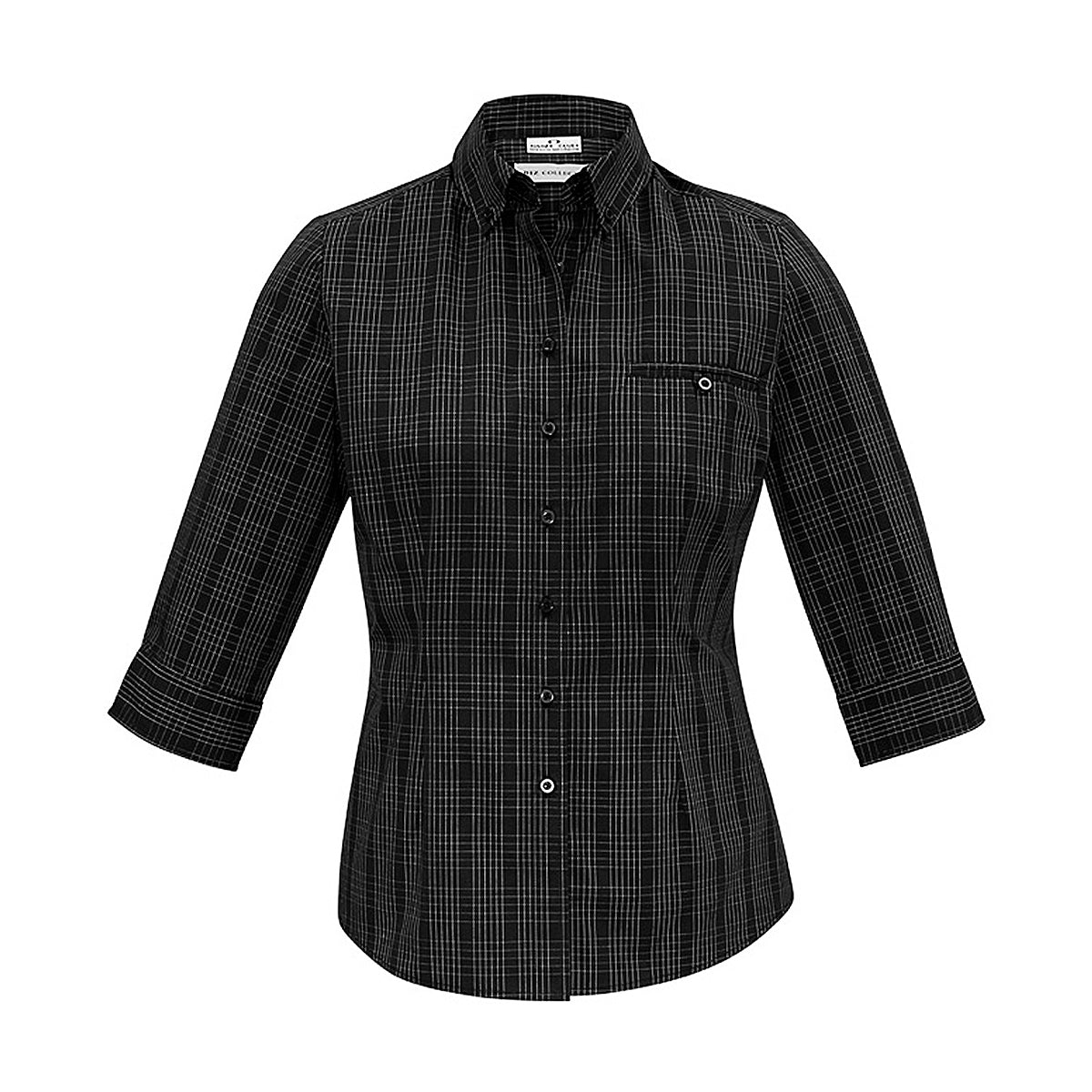 S820LT Womens Harper 3/4 Sleeve Shirt Black Silver