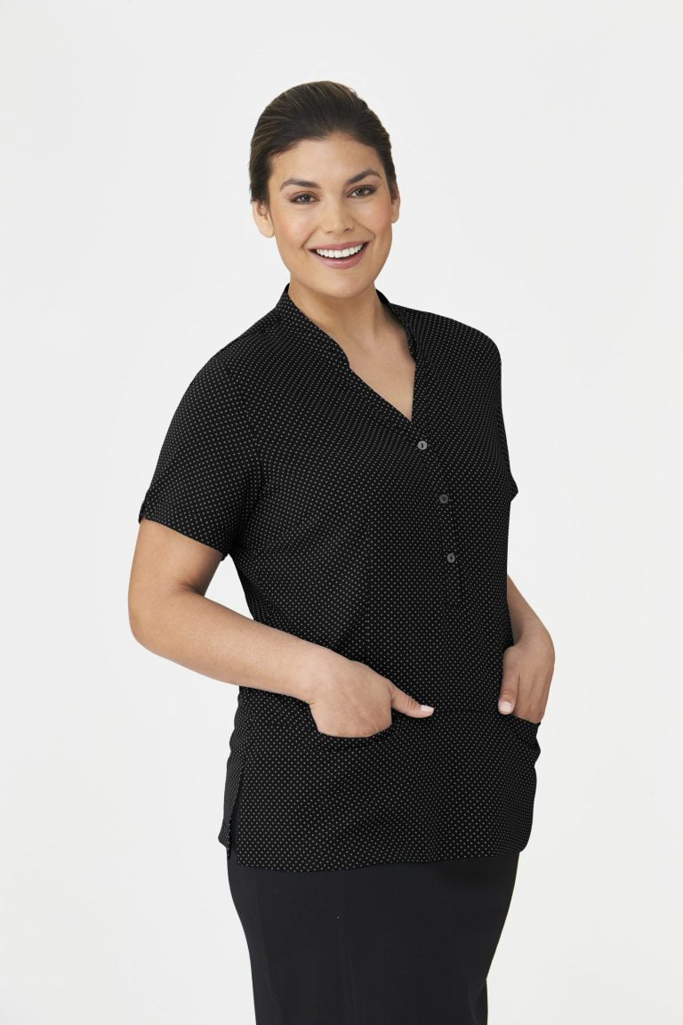 HS2174-EN: City Stretch Sport Tunic S/S Shirt - Black