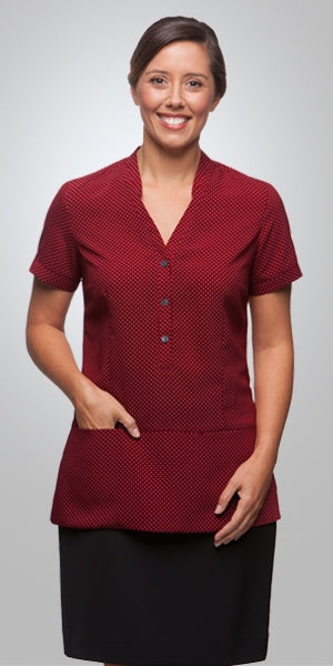 HS2174-RN: City Stretch Sport Tunic S/S Shirt - Red