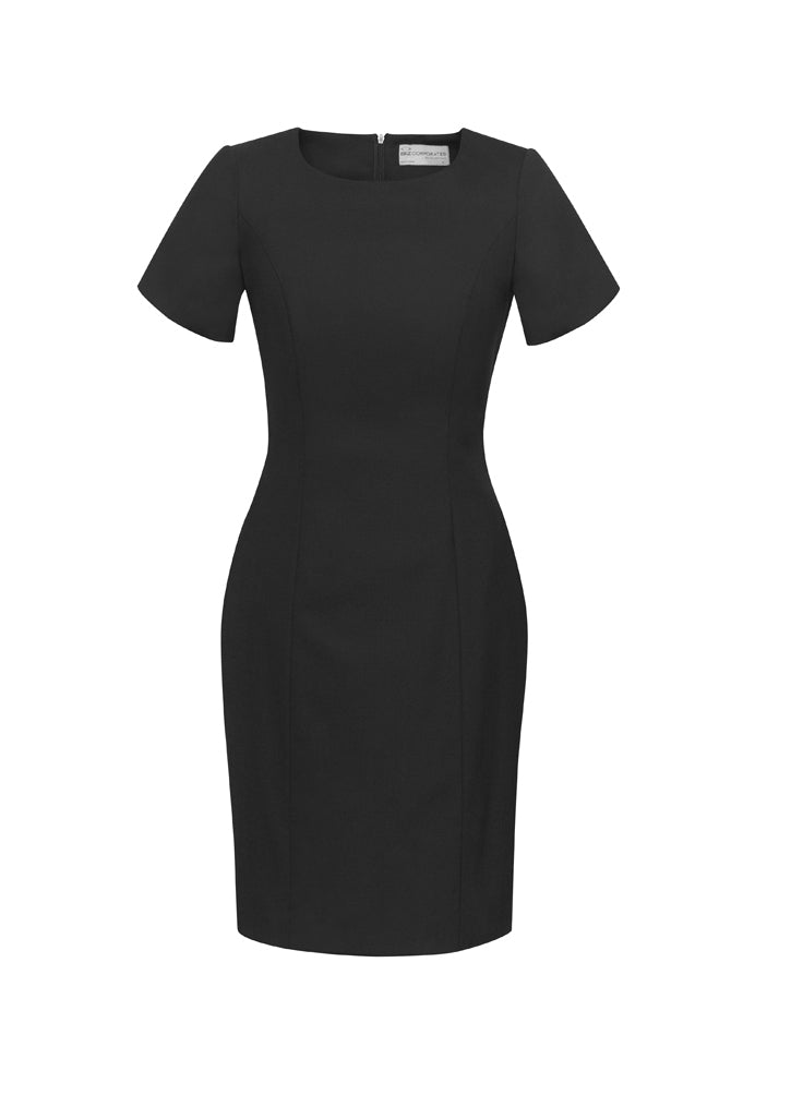 UA-34012 Womens Comfort Wool Stretch Short Sleeve Shift Dress Black