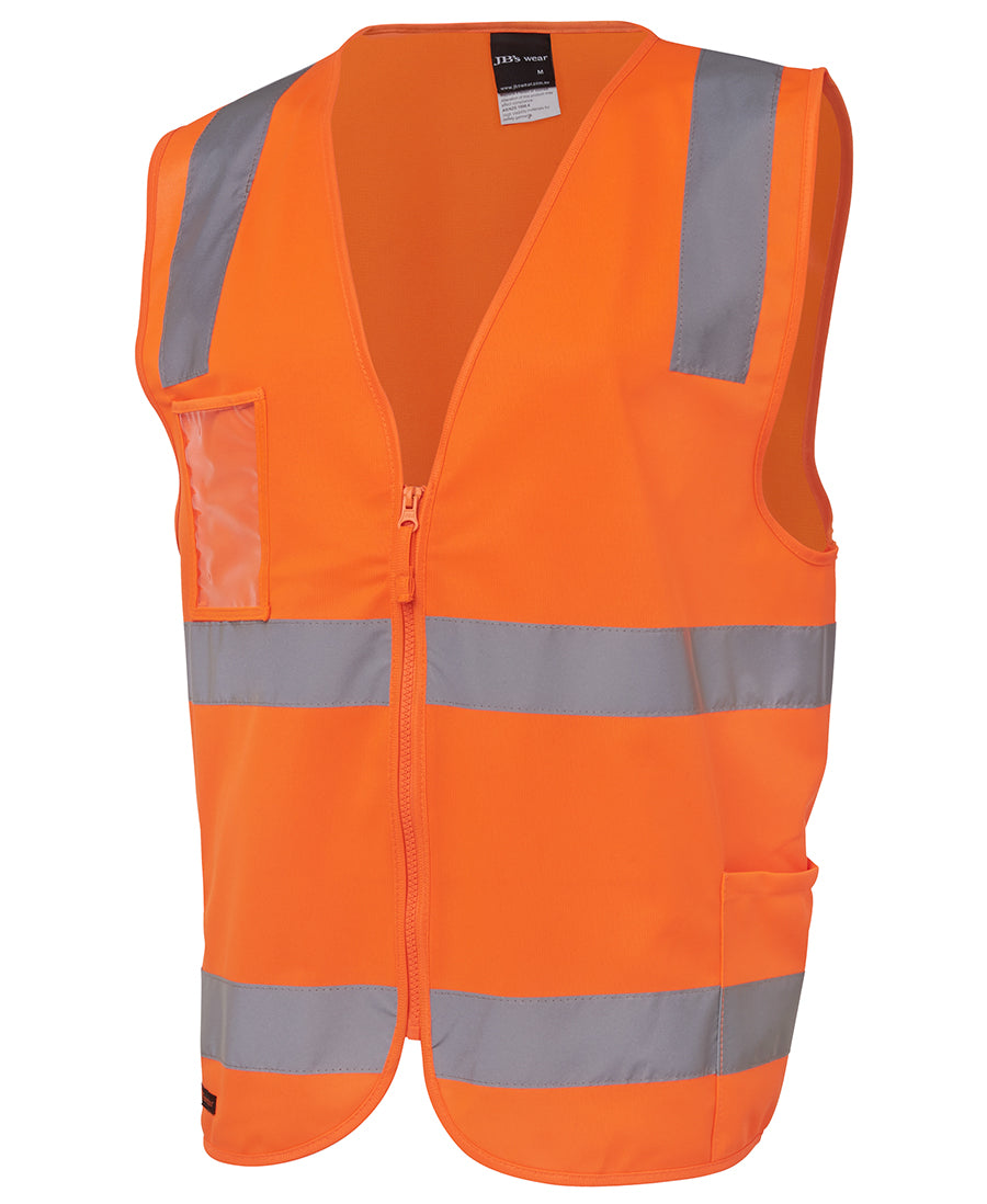 HS-6DNSZ HI VIS (D+N) ZIP SAFETY VEST ORANGE