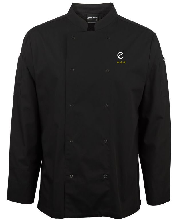 EC-5CJL L/S Snap Button Chefs Jacket (3 Star Logo)