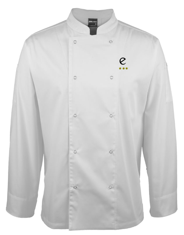 EC-5CJL L/S Snap Button Chefs Jacket (3 Star Logo)