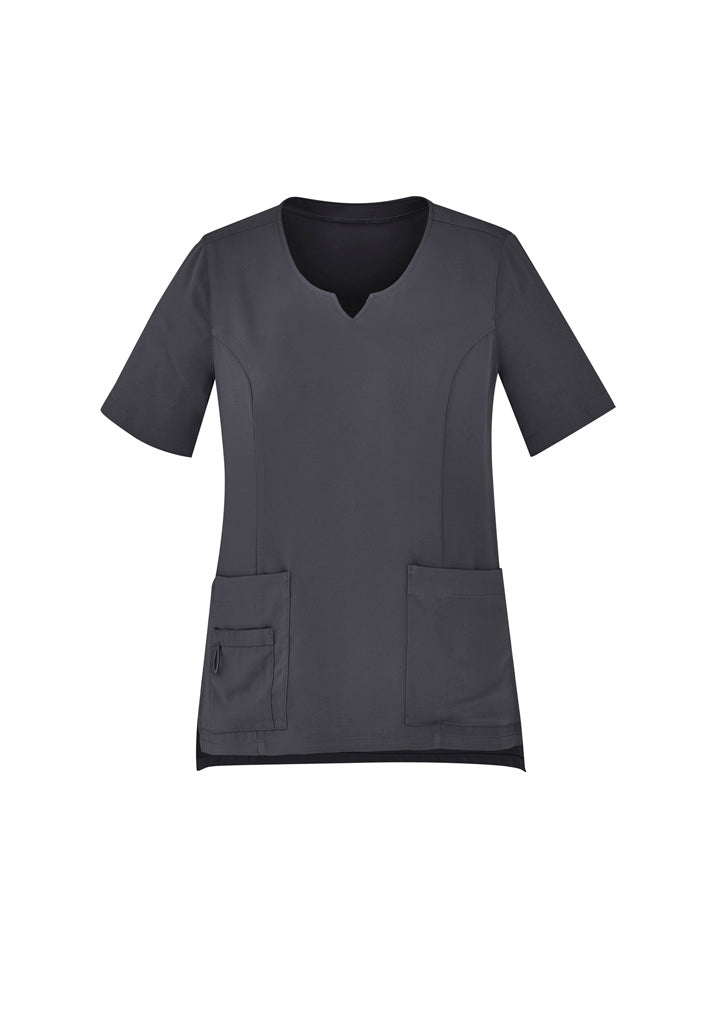 AC-CST942LS Womens Avery Round Neck Scrub Top Charcoal