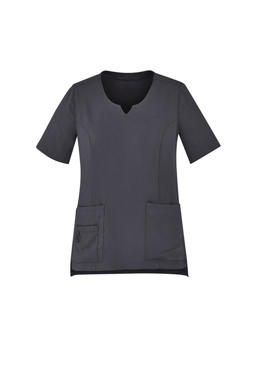 AC-CST942LS Womens Avery Round Neck Scrub Top Charcoal
