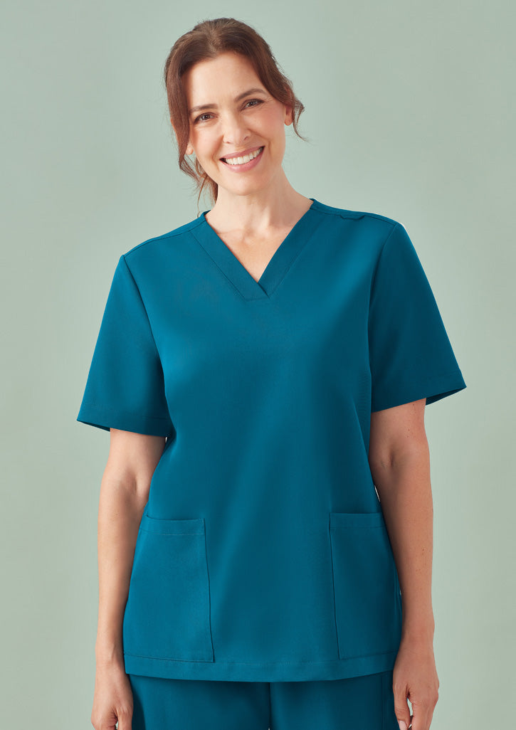 AC-CU543LS - Womens Pulse V-Neck Scrub Top Caribbean Blue