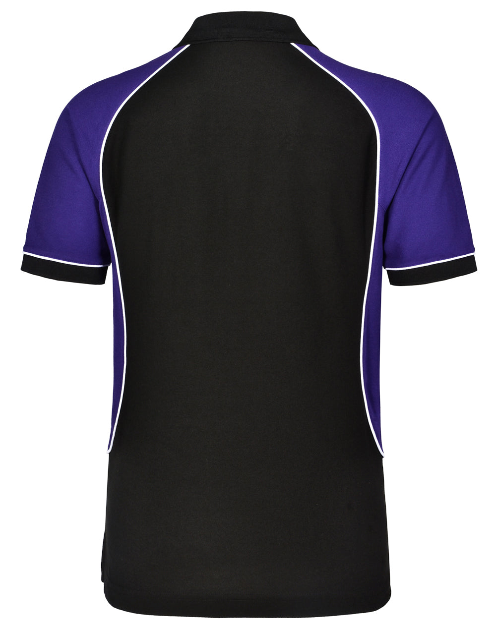 UA-PS77 ARENA MENS POLO BLACK/WHITE/PURPLE