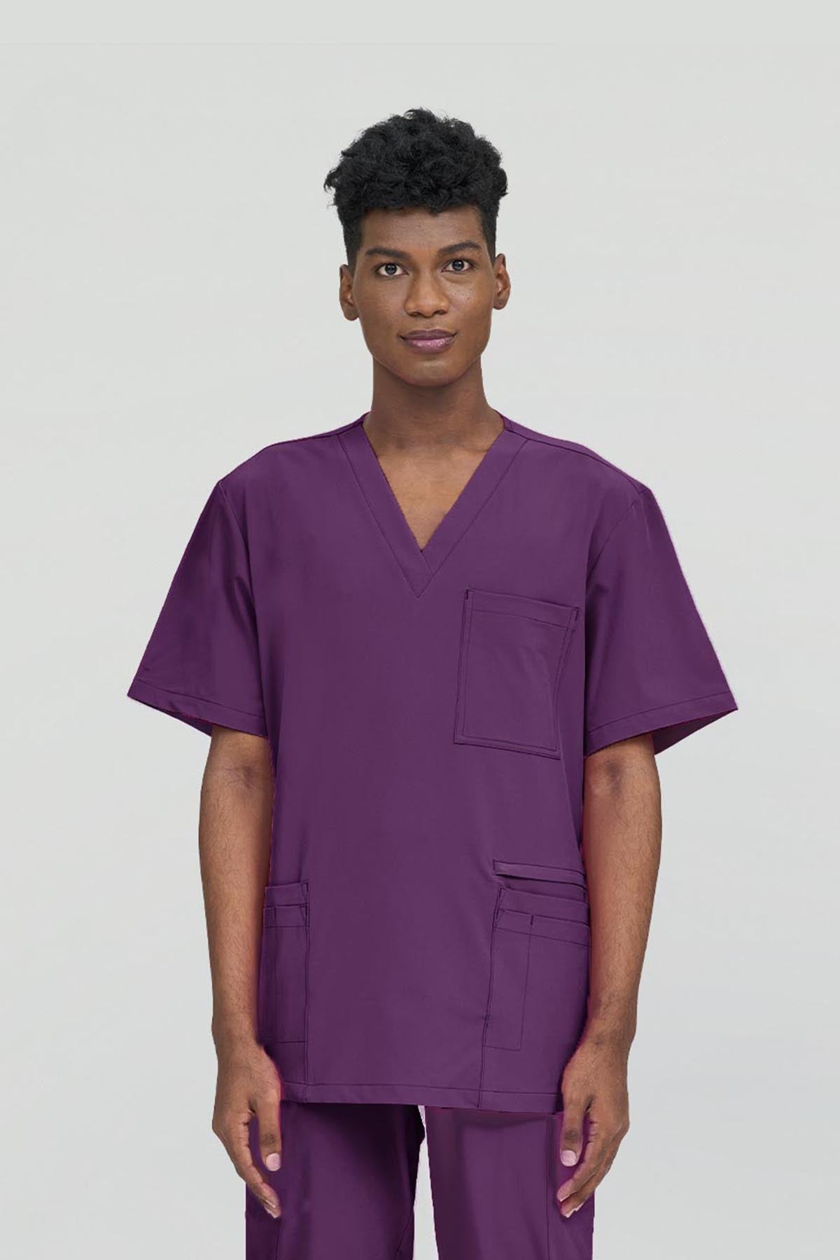 UA-SN0036 CHARLIE MEN'S SCRUB TOP PURPLE RAIN