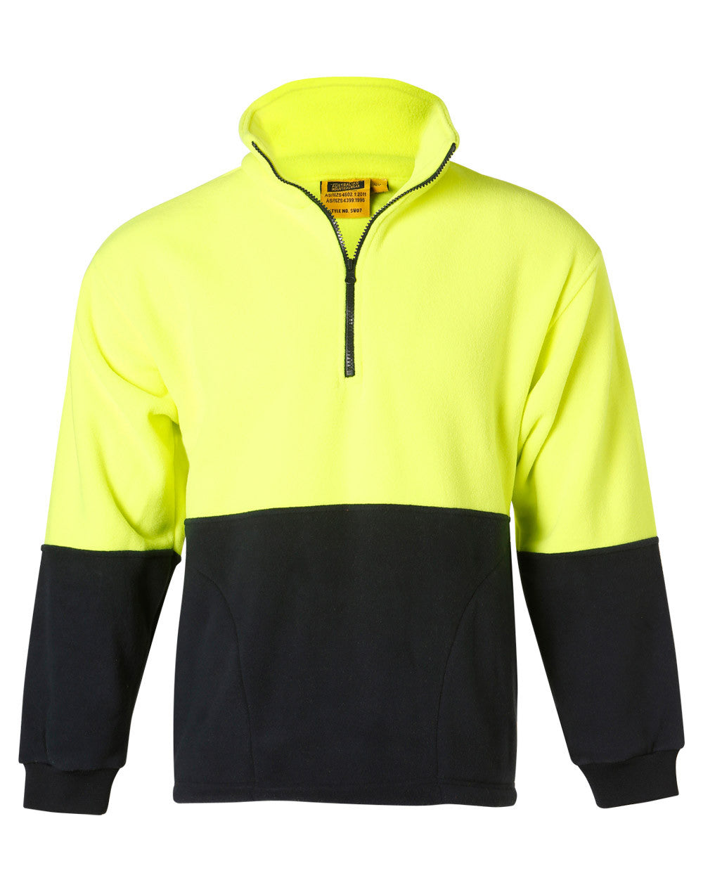 VV-SJ0411YN HI VIS SAFTEY POLAR FLEECE 1/2 ZIP - YELLOW/NAVY