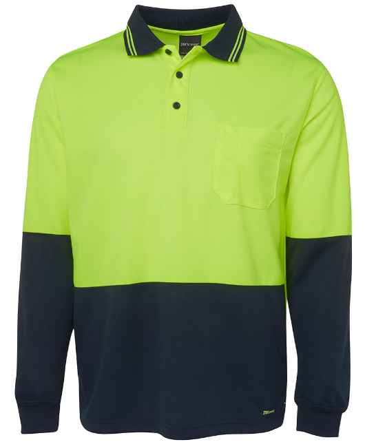 6HVPL - HI VIS L/S TRADITIONAL POLO