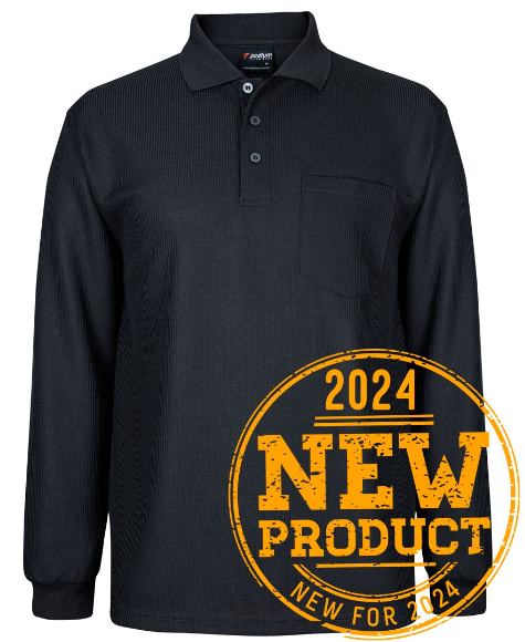 7WPL - PODIUM L/S WAFFLE POCKET POLO