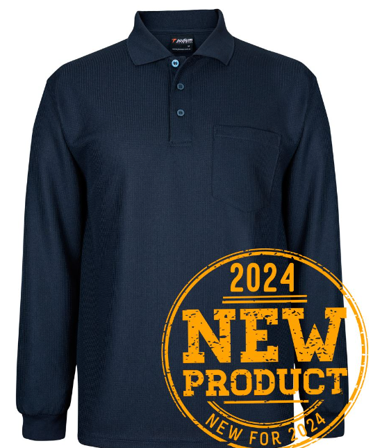 7WPL - PODIUM L/S WAFFLE POCKET POLO
