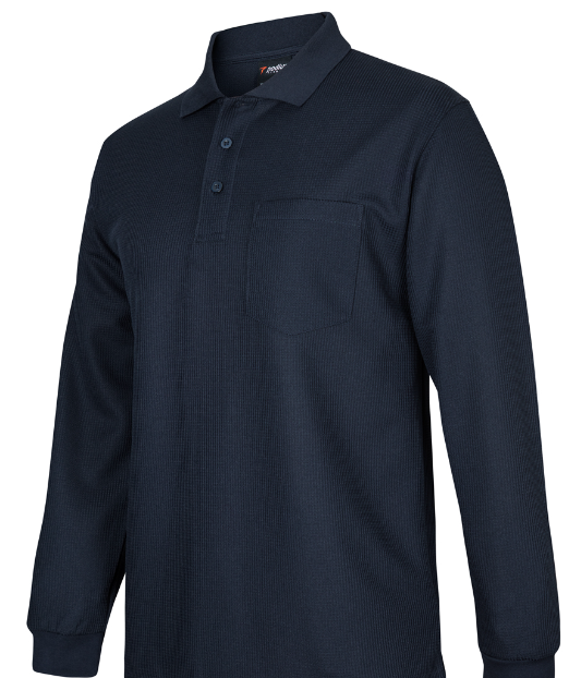 7WPL - PODIUM L/S WAFFLE POCKET POLO