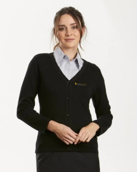 AC-MF8003 Ladies Long Sleeve V-Neck Cardigan Black