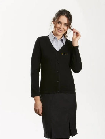 AC-MF8003 Ladies Long Sleeve V-Neck Cardigan Black