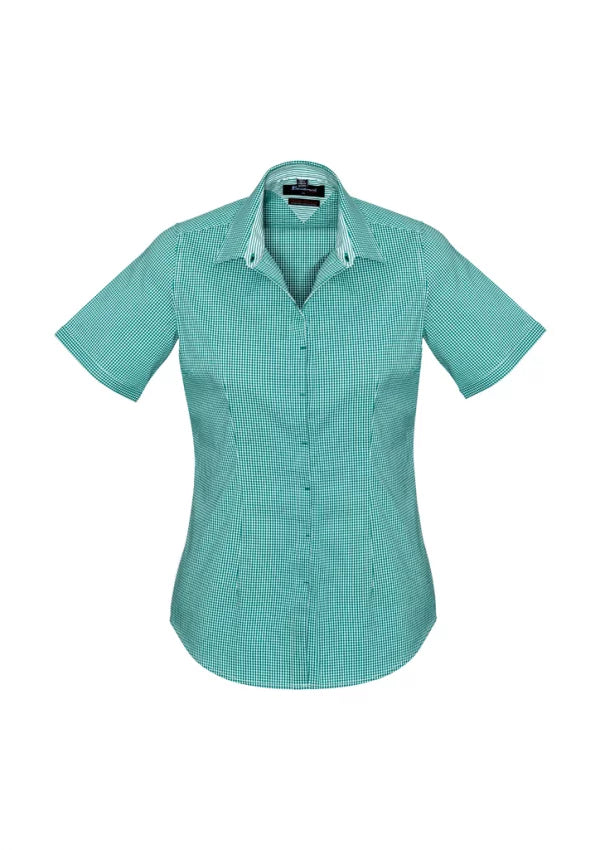 42512 Newport Ladies Short Sleeve Shirt Eden Green