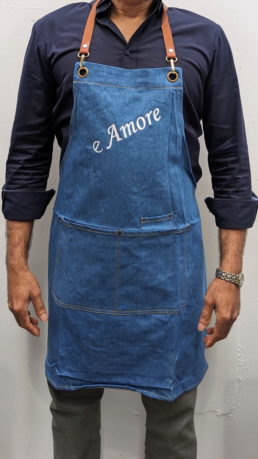 SZ24-ENZOS001 ENZO'S CUCINA APRON DENIM BLUE