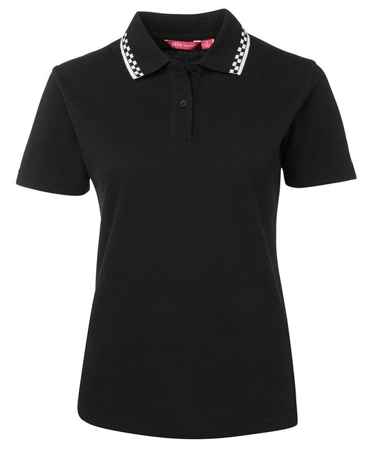 5LP - LADIES CHEF POLO BLACK/WHITE