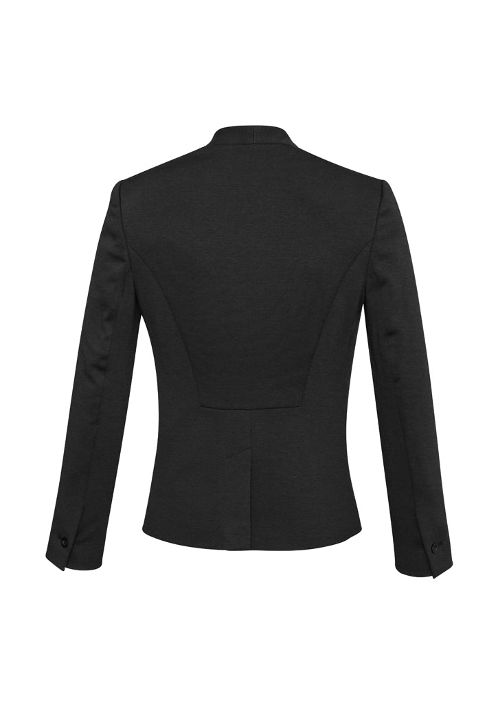 61610 - WOMENS SINGLE BUTTON COLLARLESS JACKET CHARCOAL