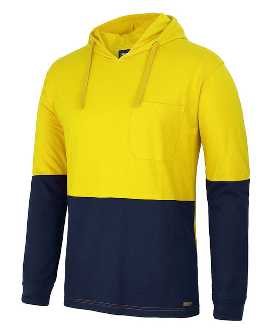 6HCTL - HI VIS L/S COTTON TEE WITH HOOD