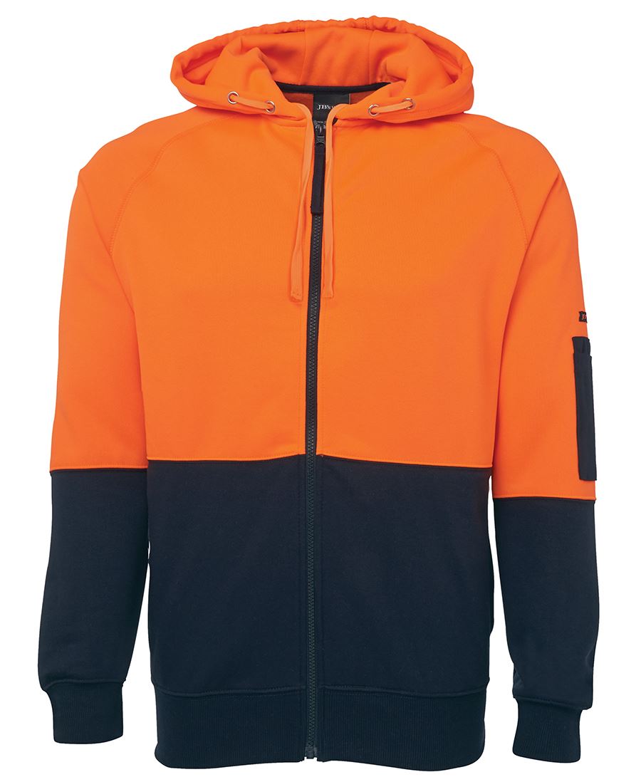 6HVH - HI VIS FULL ZIP FLEECY HOODIE