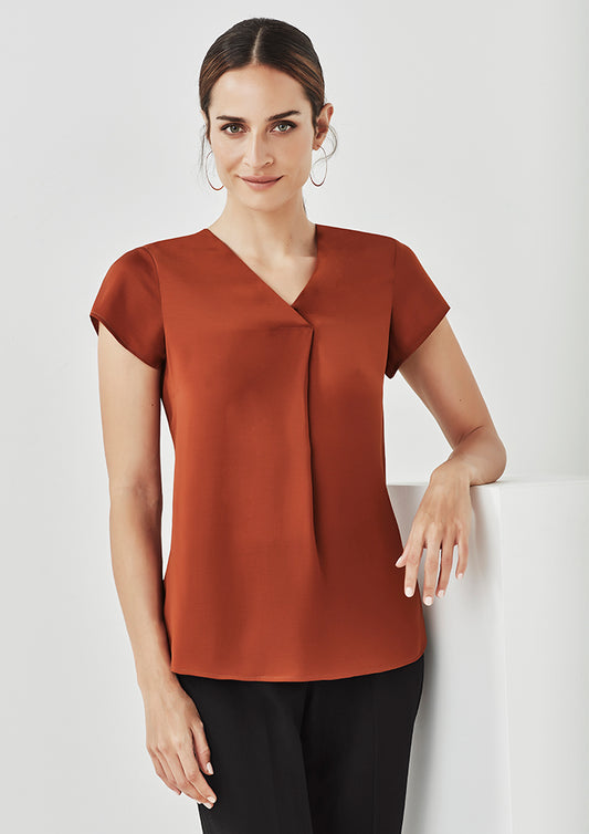 RB967LS - WOMENS KAYLA V-NECK PLEAT BLOUSE