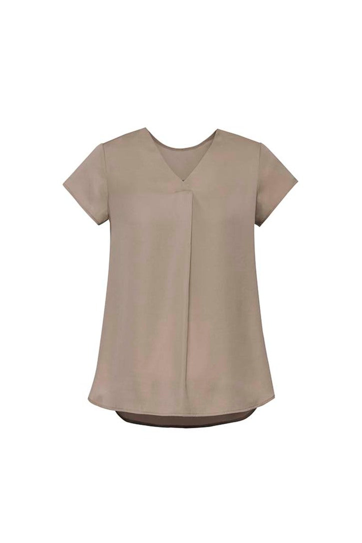 RB967LS - WOMENS KAYLA V-NECK PLEAT BLOUSE