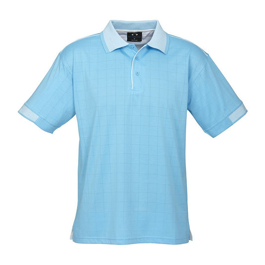P9100 Mens Noosa Short Sleeve Polo Aqua Blue White
