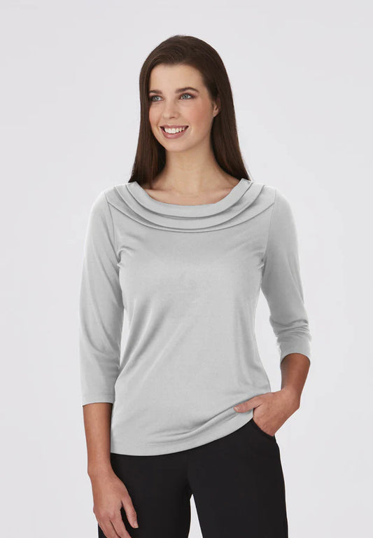HS2226-ADMIN: Eva Knit 3/4 Top - Silver