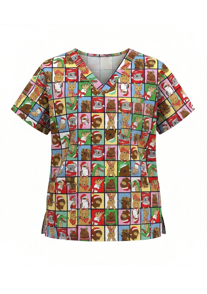 C603U - Unisex Christmas Scrub Top