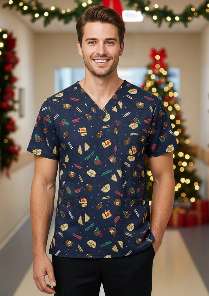 C603U - Unisex Christmas Scrub Top