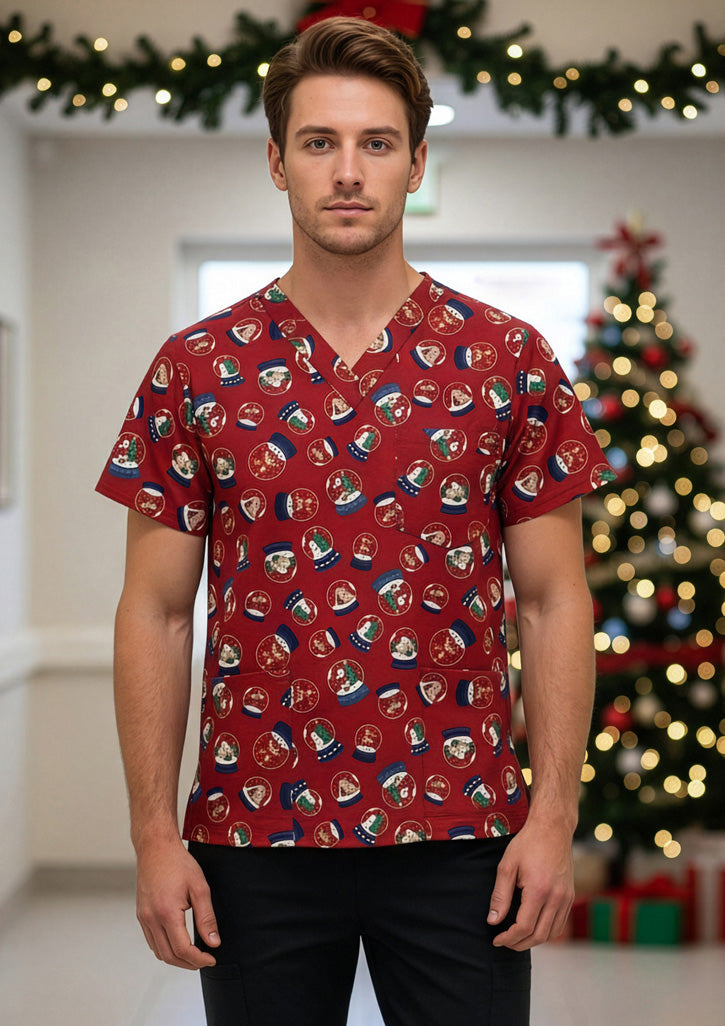 C603U - Unisex Christmas Scrub Top