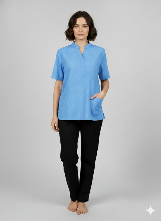 NEXIAAC002 - WOMEN’S MANDARIN COLLAR TUNIC SKY BLUE