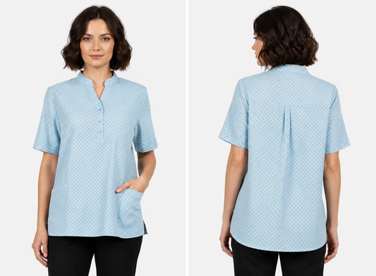 NEXIAAC002 - WOMEN’S MANDARIN COLLAR TUNIC SKY BLUE