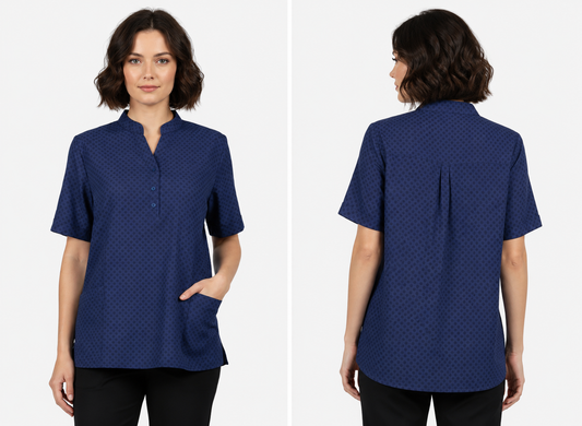 NEXIAAC002 - WOMEN’S MANDARIN COLLAR TUNIC DARK BLUE