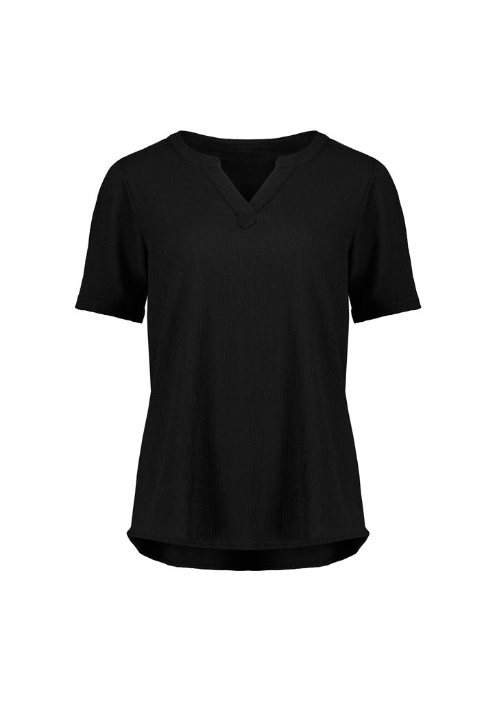 RU568LS - Womens Ruche Short Sleeve Blouse