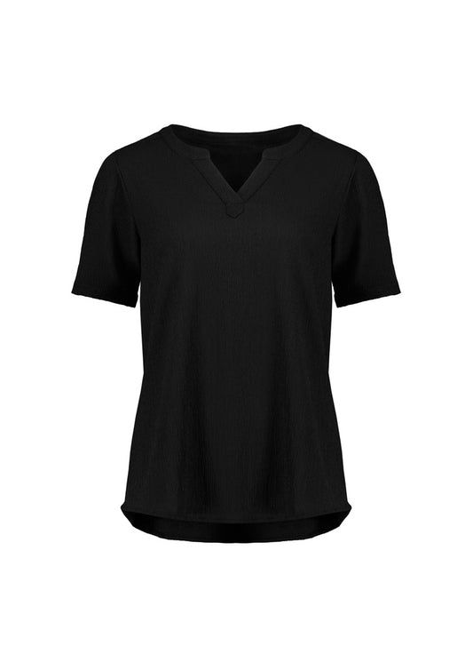 RU568LS - Womens Ruche Short Sleeve Blouse