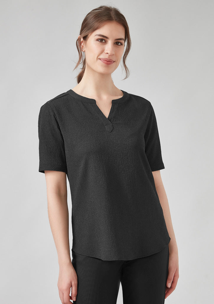RU568LS - Womens Ruche Short Sleeve Blouse
