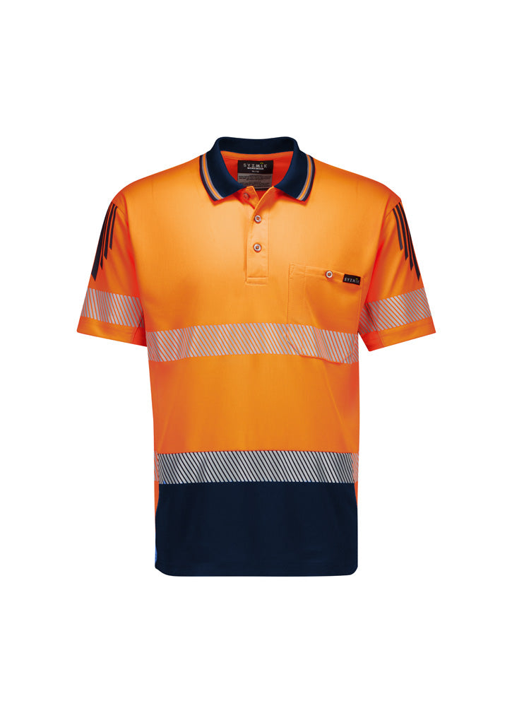 ZH555 - Mens Hi Vis Flux Segmented Tape Short Sleeve Polo