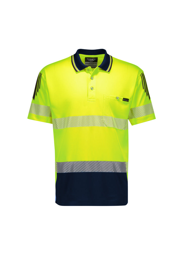 ZH555 - Mens Hi Vis Flux Segmented Tape Short Sleeve Polo