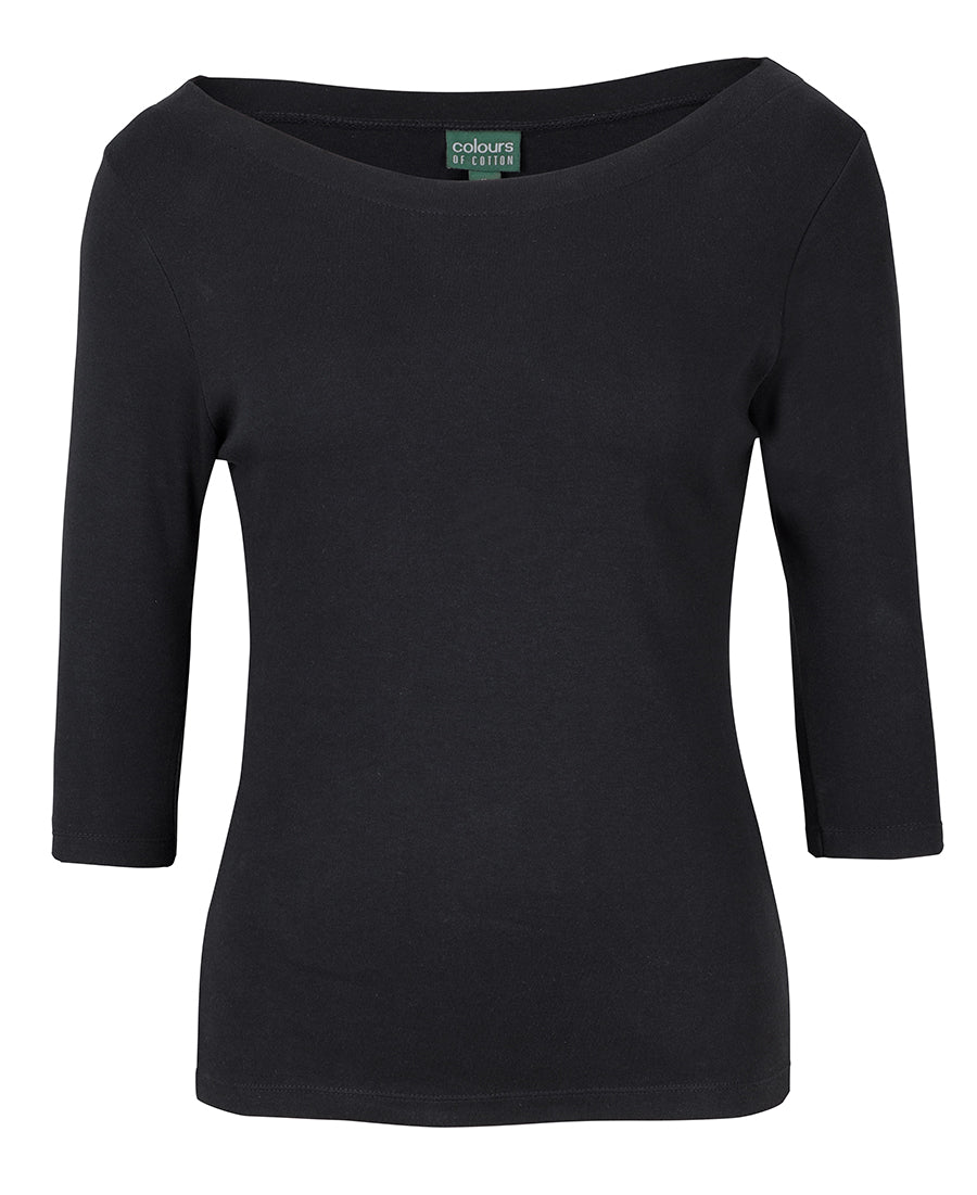 1BT3 - C OF C LADIES 3/4 SLEEVE BOAT NECK TEE