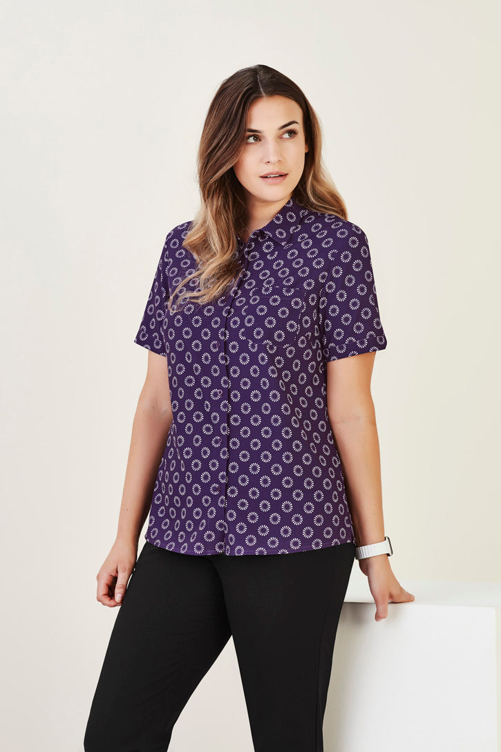 CS948LS - WOMENS FLORENCE DAISY PRINT S/S SHIRT